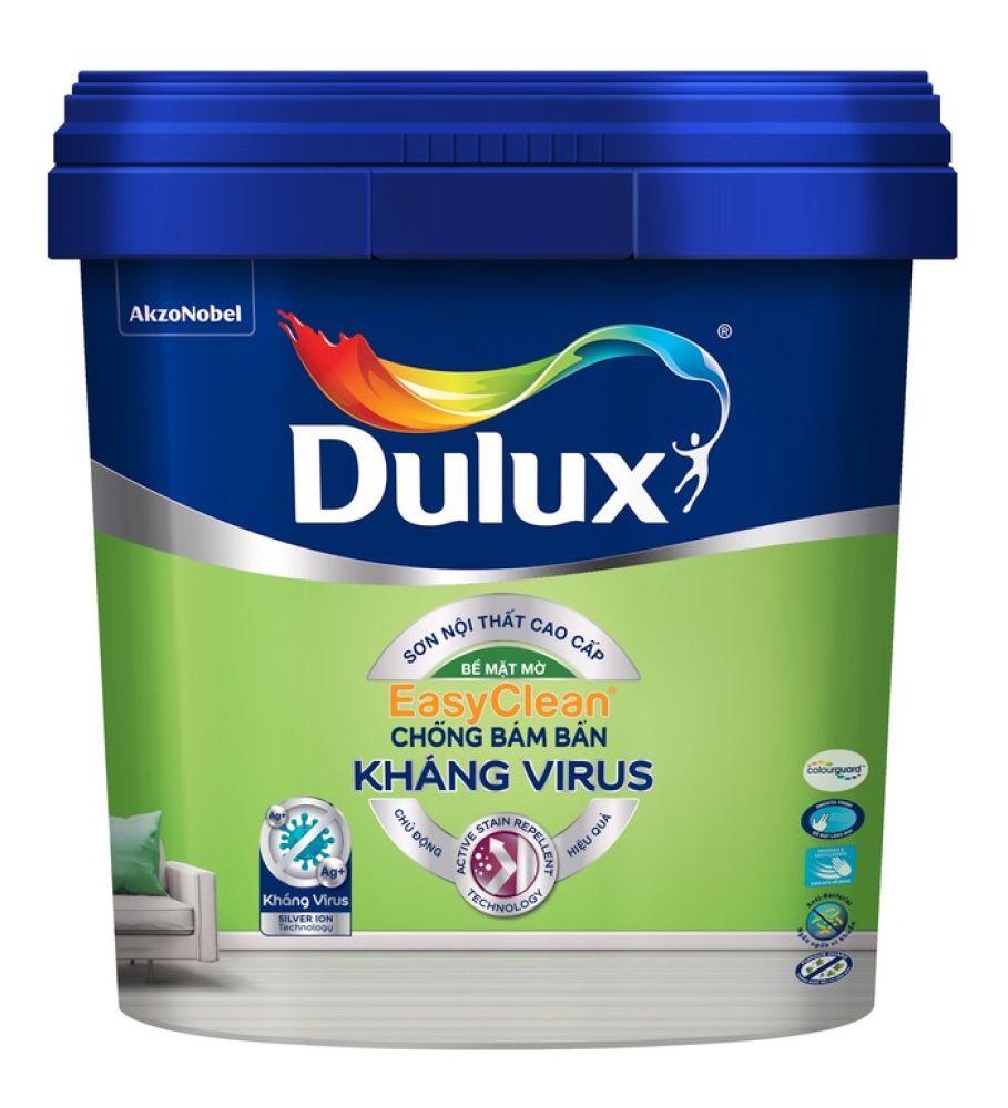 Sơn nước nội thất cao cấp Dulux Easyclean Chống Bám Bẩn Kháng Virus Bề mặt mờ DULUX-E016M